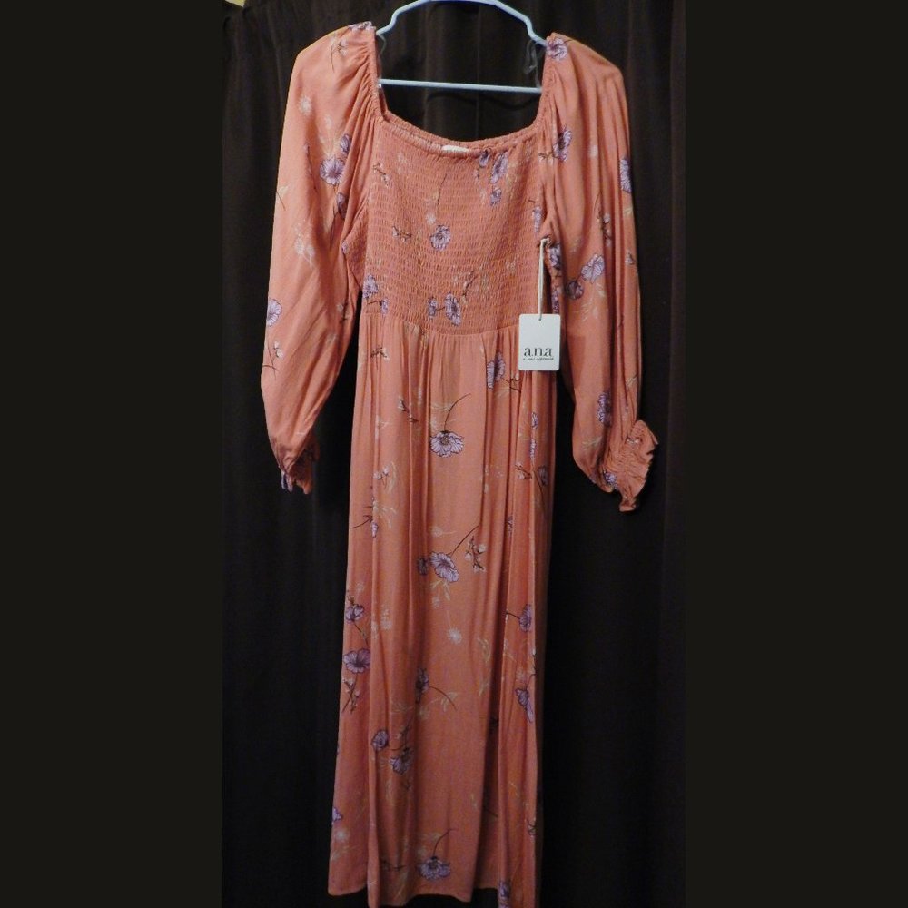 a.n.a. Smocked Floral Midi Dress